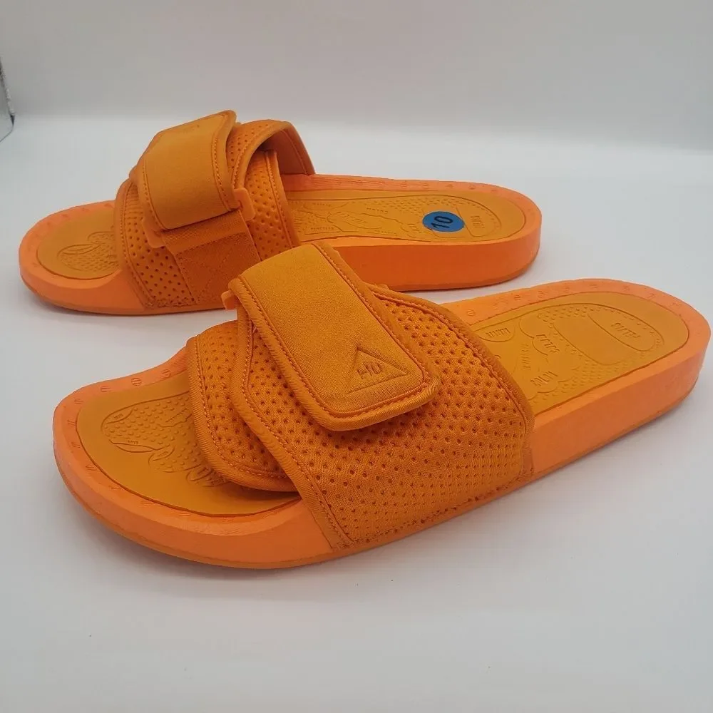 Orange Adidas HU Slides with Adjustable Straps - Size 10